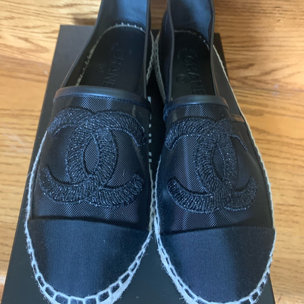 Chanel 19P Mesh Espadrilles Size 38 Black